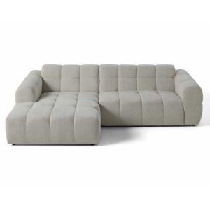 Canapé d'angle gauche 4 places en tissu texturé beige