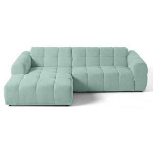 Canapé d'angle gauche 4 places en tissu texturé bleu