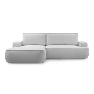 Canapé d'angle gauche 4 places en tissu texturé gris clair