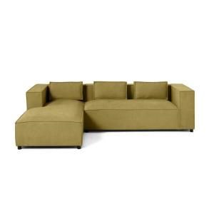 Canapé d'angle gauche 4 places en tissu texturé jaune