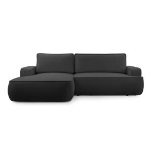 Canapé d'angle gauche 4 places en tissu texturé noir