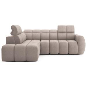Canapé d'angle gauche 4 places en tissu texturé taupe