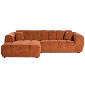 Canapé d'angle gauche 4 places en tissu texturé terracotta