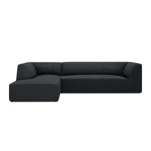 Canapé d'angle gauche 4 places en tissu velours côtelé noir…