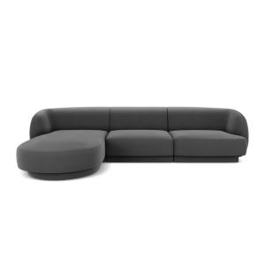 Canapé d'angle gauche 4 places en tissu velours gris
