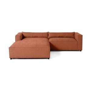 Canapé d'angle gauche 4 places en tissu velours relief terr…
