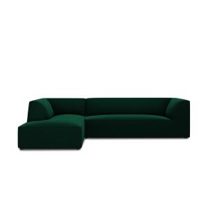 Canapé d'angle gauche 4 places en tissu velours vert boutei…