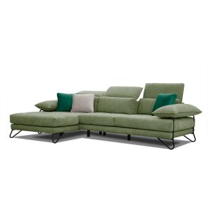 Canapé d'angle gauche 4 places en tissu vert avec coussins…