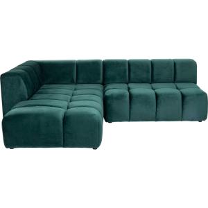 Canapé d'angle gauche 4 places en tissu vert foncé