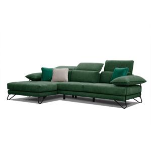 Canapé d'angle gauche 4 places en tissu vert foncé avec cou…
