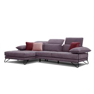 Canapé d'angle gauche 4 places en tissu violet avec coussin…