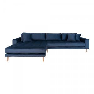 Canapé d'angle gauche 4 places en velours bleu