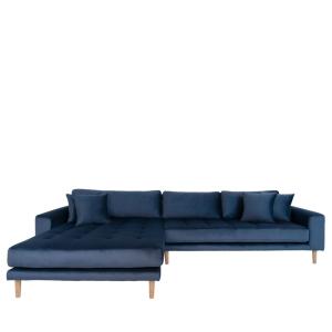 Canapé d'angle gauche 4 places en velours bleu foncé