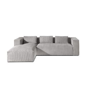 Canapé d'angle gauche 4 places en velours côtelé gris clair…