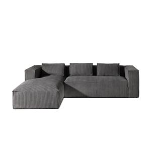 Canapé d'angle gauche 4 places en velours côtelé gris foncé…