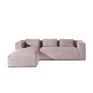 Canapé d'angle gauche 4 places en velours côtelé rose