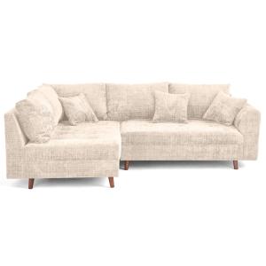 Canapé d'angle gauche 4 places en velours texturé beige