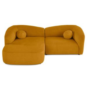 Canapé d'angle gauche 4 places en velours texturé jaune