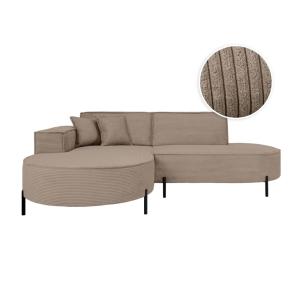 Canapé d'angle gauche 4 places MARLON en velours côtelé tau…