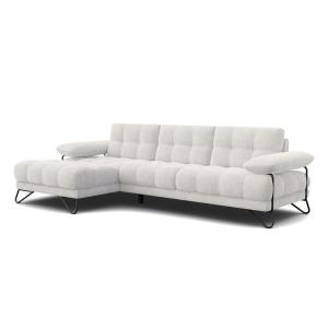 Canapé d'angle gauche 4 places, tissu crème