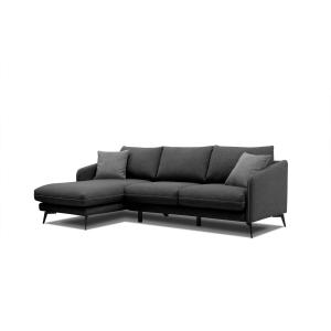 Canapé d'angle gauche 4 places tissu noir