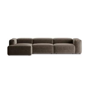 Canapé d'angle gauche 4 places tissu structurel cappuccino