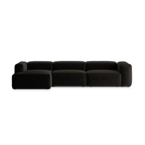 Canapé d'angle gauche 4 places tissu structurel noir