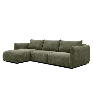 Canapé d'angle gauche 4 places tissu vert olive