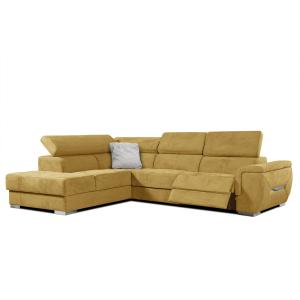 Canapé d'angle gauche 5 places avec un relaxation tissu jau…