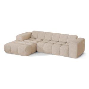Canapé d'angle gauche 5 places en bouclette beige