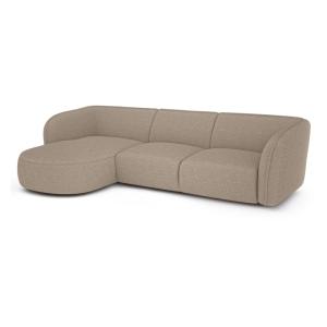 Canapé d'angle gauche 5 places en bouclette taupe