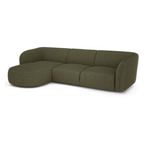 Canapé d'angle gauche 5 places en bouclette vert olive