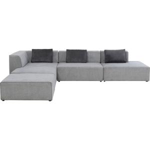 Canapé d'angle gauche 5 places en polyester gris