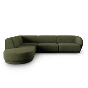 Canapé d'angle gauche 5 places en tissu chenille vert chiné…