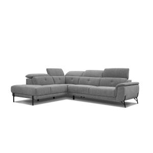 Canapé d'angle gauche 5 places en tissu gris