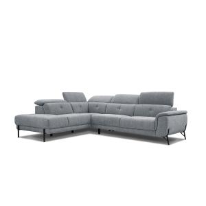 Canapé d'angle gauche  5 places en tissu gris clair