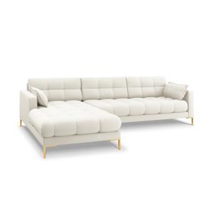 Canapé d'angle gauche 5 places en tissu structurel beige cl…