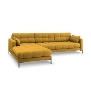 Canapé d'angle gauche 5 places en tissu structurel jaune