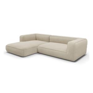Canapé d'angle gauche 5 places en tissu tramé beige