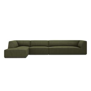 Canapé d'angle gauche 5 places en tissu velours côtelé vert…