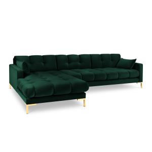 Canapé d'angle gauche 5 places en tissu velours vert boutei…