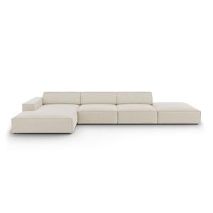Canapé d'angle gauche 5 places en velours beige foncé
