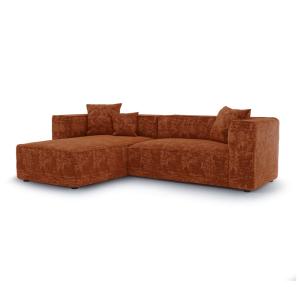 Canapé d'angle gauche 5 places en velours gaufré terracotta…