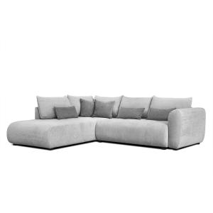 Canapé d'angle gauche 5 places gris clair avec le couchage