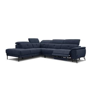 Canapé d'angle gauche 5 places relax électrique tissu bleu…