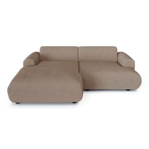 Canapé d'angle gauche 5 places tissu bouclette taupe 266cm