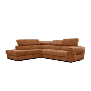 Canapé d'angle gauche 5 places tissu brique