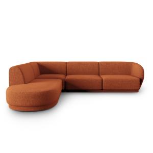 Canapé d'angle gauche 5 places tissu chenille Terracotta