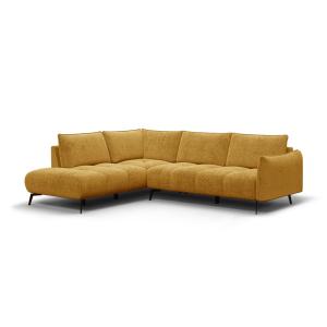 Canapé d'angle gauche 5 places, tissu miel