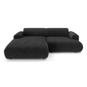 Canapé d'angle gauche 5 places velours à motifs noir 266cm